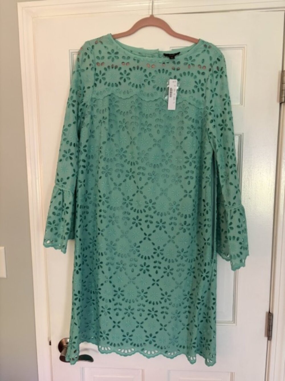J. Crew Bright Seaform Green Eyelet Dress 12 Tall